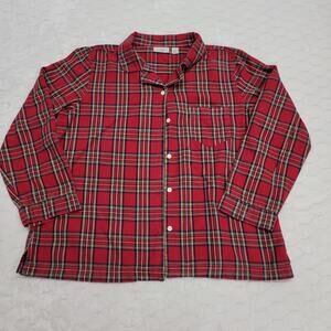 L.L. Bean Women's Scotch Plaid Flannel Pajama Top Red Tartan Large Petite LP L